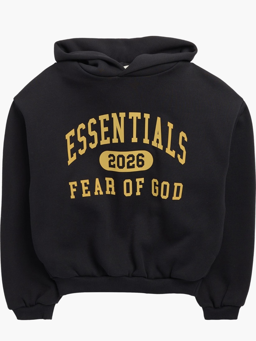 Fear of God Kids Black Hoodie with Gold ESSENTIALS 2026
